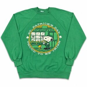 Vintage Artex Snoopy McSnoopy's St Patrick's Day Sweatshirt Sz Large USA Peanuts